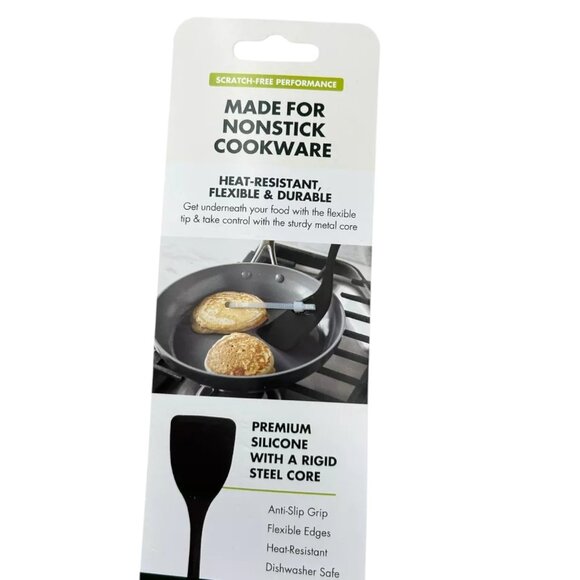 GREENPAN 3pc Spoon Turner Metal Core Silicone Utensils Set Black Heat Resistant - Picture 9 of 9